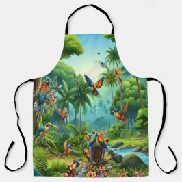 Delantal Aves tropicales coloridas entre una planta vibrant