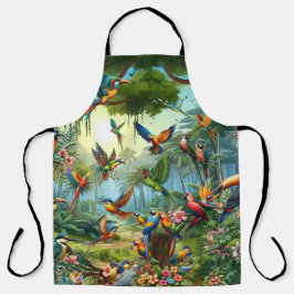 Delantal Aves tropicales coloridas entre una planta vibrant