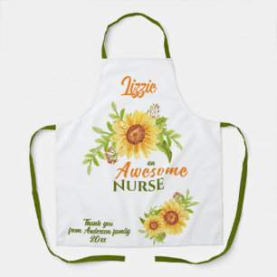 Delantal Awesome Nurse Floral Sunflower Apron