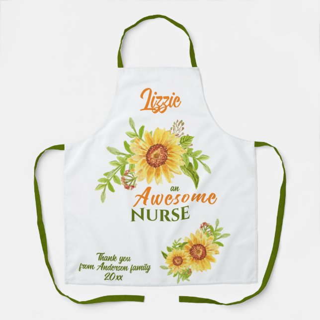 Delantal Awesome Nurse Floral Sunflower Apron (Anverso)