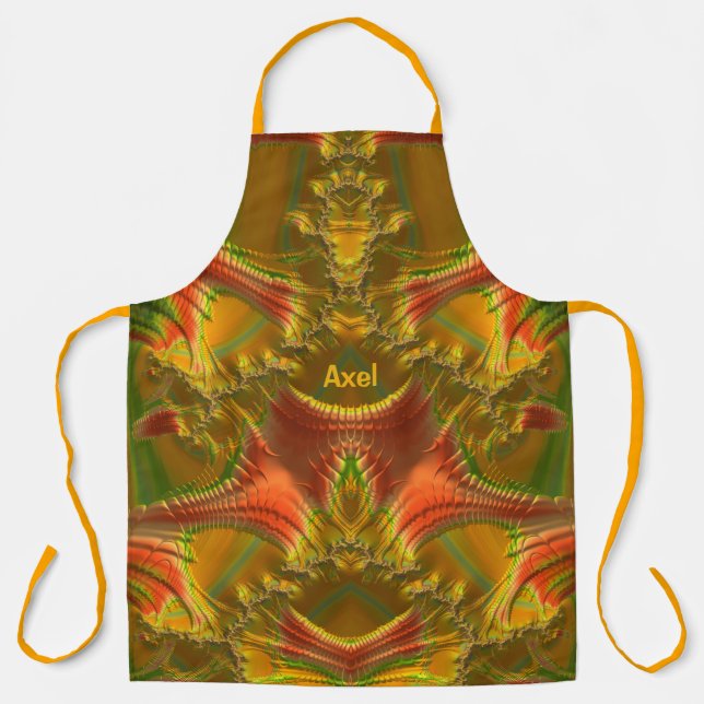 Delantal AXEL~ NAVIDADES ~ Oro verde rojo ~ (Anverso)