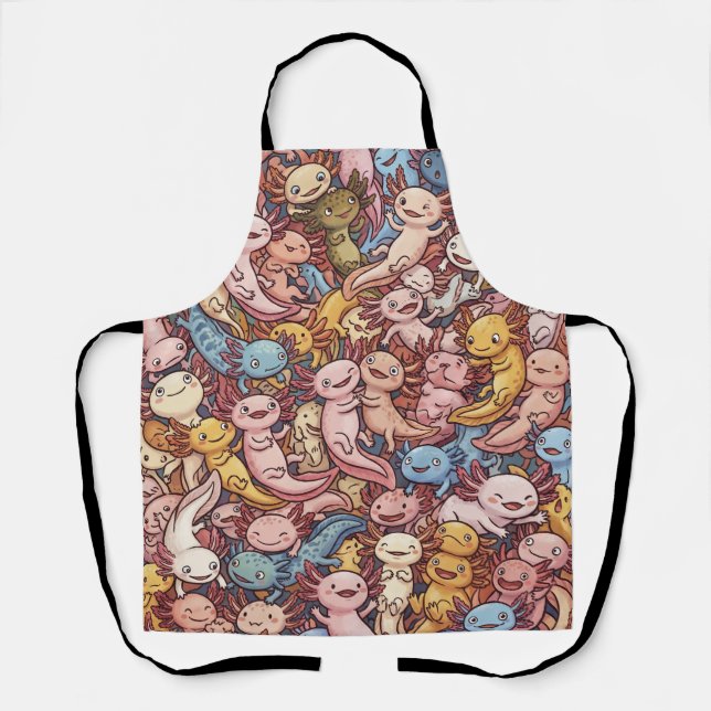 Delantal Axolotl Cuddle Crowd – Whimsical Smiles Everywhere (Anverso)