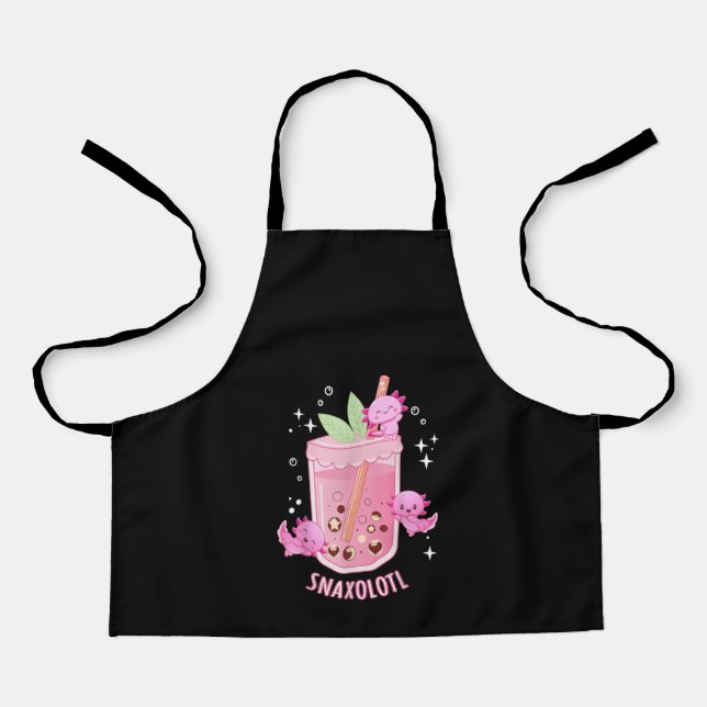 Delantal Axolotl Lover Snaxolotl Cute Axolotl Boba Tea (Anverso)