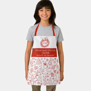 Delantal Ayudante de Navidad para Niños Personalizado Doodl