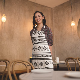 Delantal Azteca Blanco Y Negro