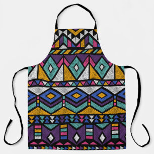 Delantal Azteca geométrica tribal: patrón de venado colorid