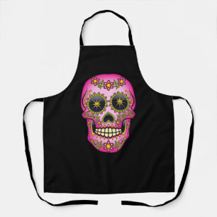 Delantal Azúcar Skull Magenta Floral