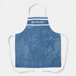 Delantal Azul bonito sobre patrón floral azul