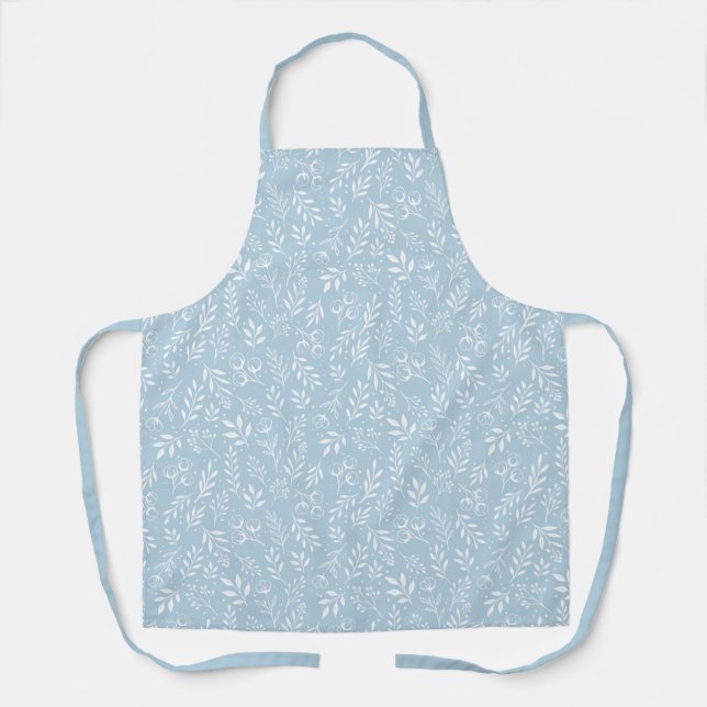 Delantal Azul claro del patrón botánico - Apron (Anverso)