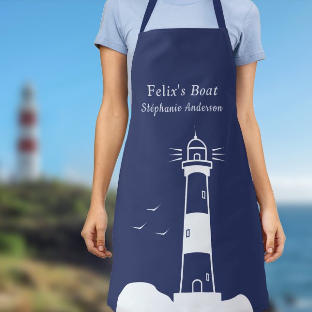 Delantal Azul de la Marina de Faro (Lighthouse Navy Blue Apron)