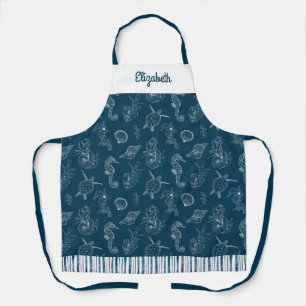 Delantal Azul de la Marina de Playa Costera Vintage