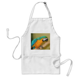 Delantal azul de la pintura del loro del Macaw del