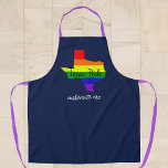 Delantal Azul del Personalizado arcoiris del orgullo gay de<br><div class="desc">Texas se llenó con un hermoso arco iris. Gran regalo de delantal del orgullo gay para un orgulloso LGBT Austinite o LGBTQ Texan. azul marino bonito con hermosas correas violetas y tu texto personalizado.</div>