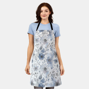 Delantal Azul delicado floral Cottagecore personalizado