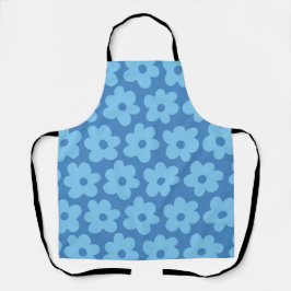 Delantal Azul Floral Caprichoso Retro, Alegre, Elegante