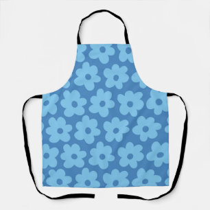 Delantal Azul Floral Caprichoso Retro, Alegre, Elegante