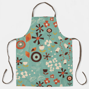 Delantal Azul floral retro