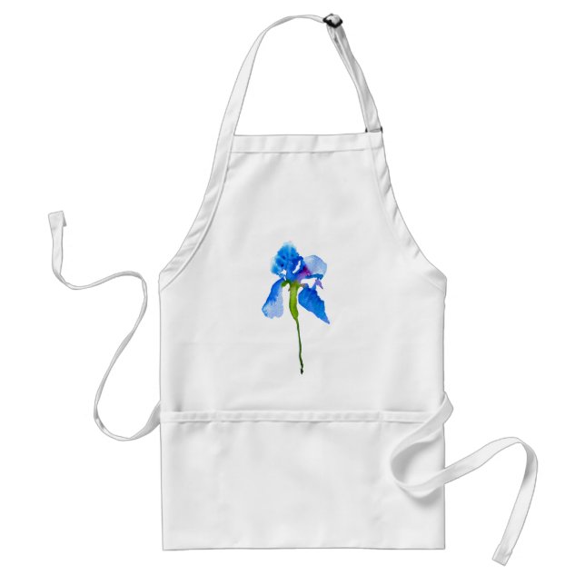 Delantal Azul Iris arte moderno de acuarela floral (Frente)