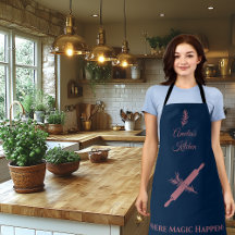 Delantal azul marino con rodillo y romero