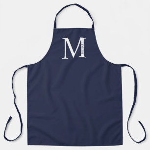 Delantal Azul Marino Personalizado Monograma y Nombre