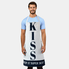 Delantal azul marino y blanco Keep It Super Sexy KISS