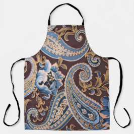 Delantal Azul Marrón Vintage Paisley Nuevo