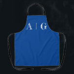 Delantal Azul negrita con Apron de impresión blanca - Perso<br><div class="desc">.: Blanco y azul .: Personalizable .: Minimalista</div>