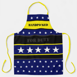 Delantal Azul oscuro amarillo brillante y negro