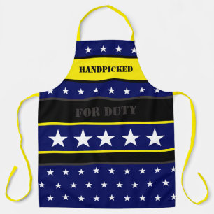 Delantal Azul oscuro amarillo brillante y negro