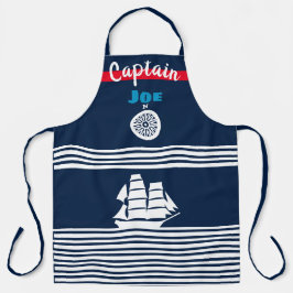 Delantal Azul oscuro con temática náutica