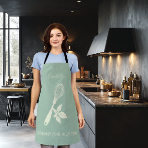 Delantal azul polvoriento con diseño de batidor de
