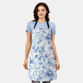 Delantal Azul, porcelana, china azul, tela floral, chinoise