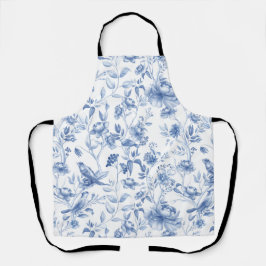 Delantal Azul, porcelana, china azul, tela floral, chinoise