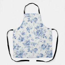 Delantal Azul, porcelana, china azul, tela floral, chinoise