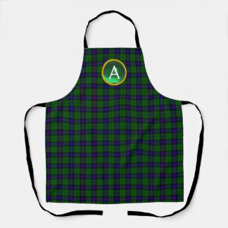 DELANTAL AZUL VERDE SCOTT ARMSTRONG TARTAN GEM MONOGRAM