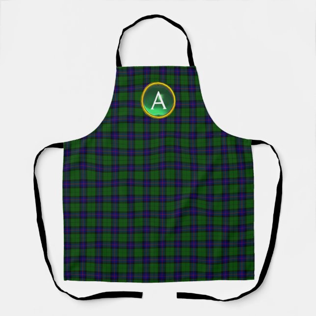 DELANTAL AZUL VERDE SCOTT ARMSTRONG TARTAN GEM MONOGRAM (Anverso)