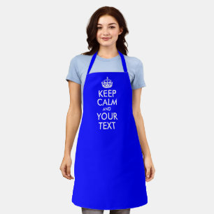 Delantal Azul y blanco mantener la calma y tu texto
