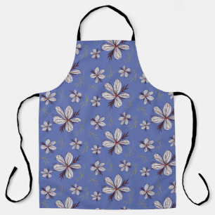 DELANTAL AZUL Y FLORES