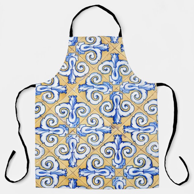 Delantal Azulejo azul, amarillo y blanco (Anverso)