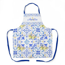 Azulejo Azul Patrón de Limón Country Francés Monog
