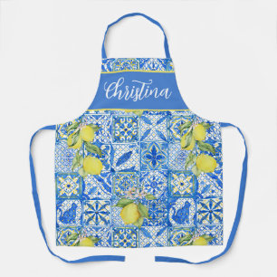 Delantal Azulejo Francés País Limón Patrón Provenzal
