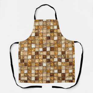 Delantal Azulejo Mosaico Beige Marrón Flujo Patrón Calido C
