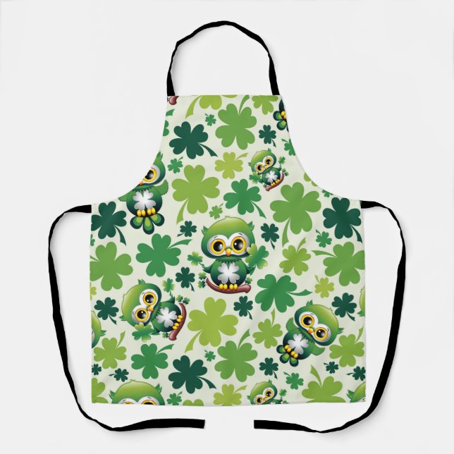 Delantal Baby Owl Cute St Patrick Cartoon (Anverso)