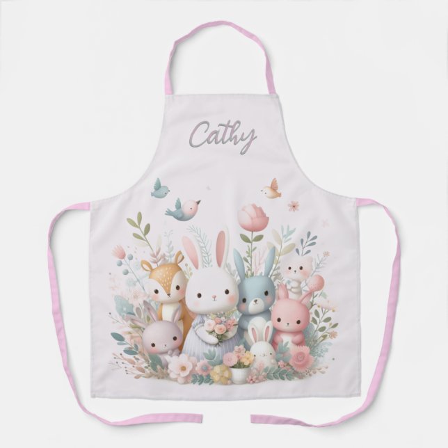Delantal Baby Woodland Animals Pink All-Over Print Apron (Anverso)