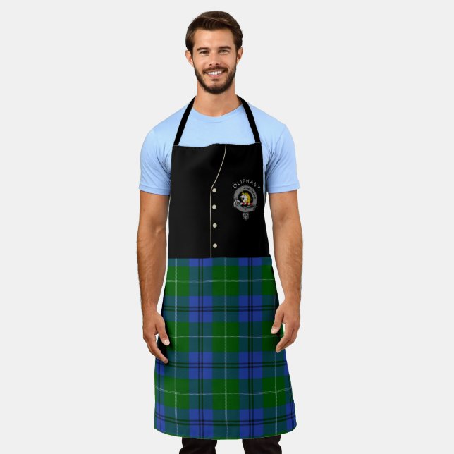Delantal Badge Oliphant Clan y Tartan Kilt Apron (Gastado)