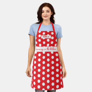 Delantal "Bailando en la cocina" - Punto del Polka Rojo