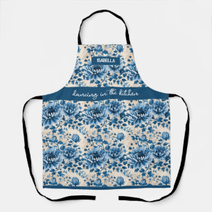 Delantal "Bailar en la cocina" - Nombre personalizado flora