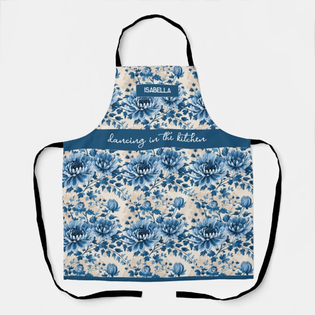 Delantal "Bailar en la cocina" - Nombre personalizado flora (Anverso)