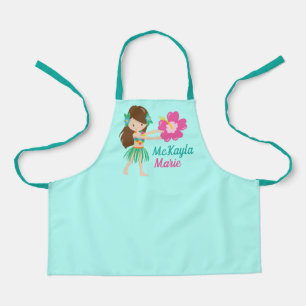 Delantal Bailarín hula de Chica hawaiano Verde azulado mono