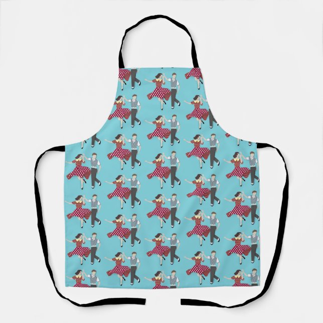 Delantal Baile de Swing de Dot Polka Rojo (Anverso)